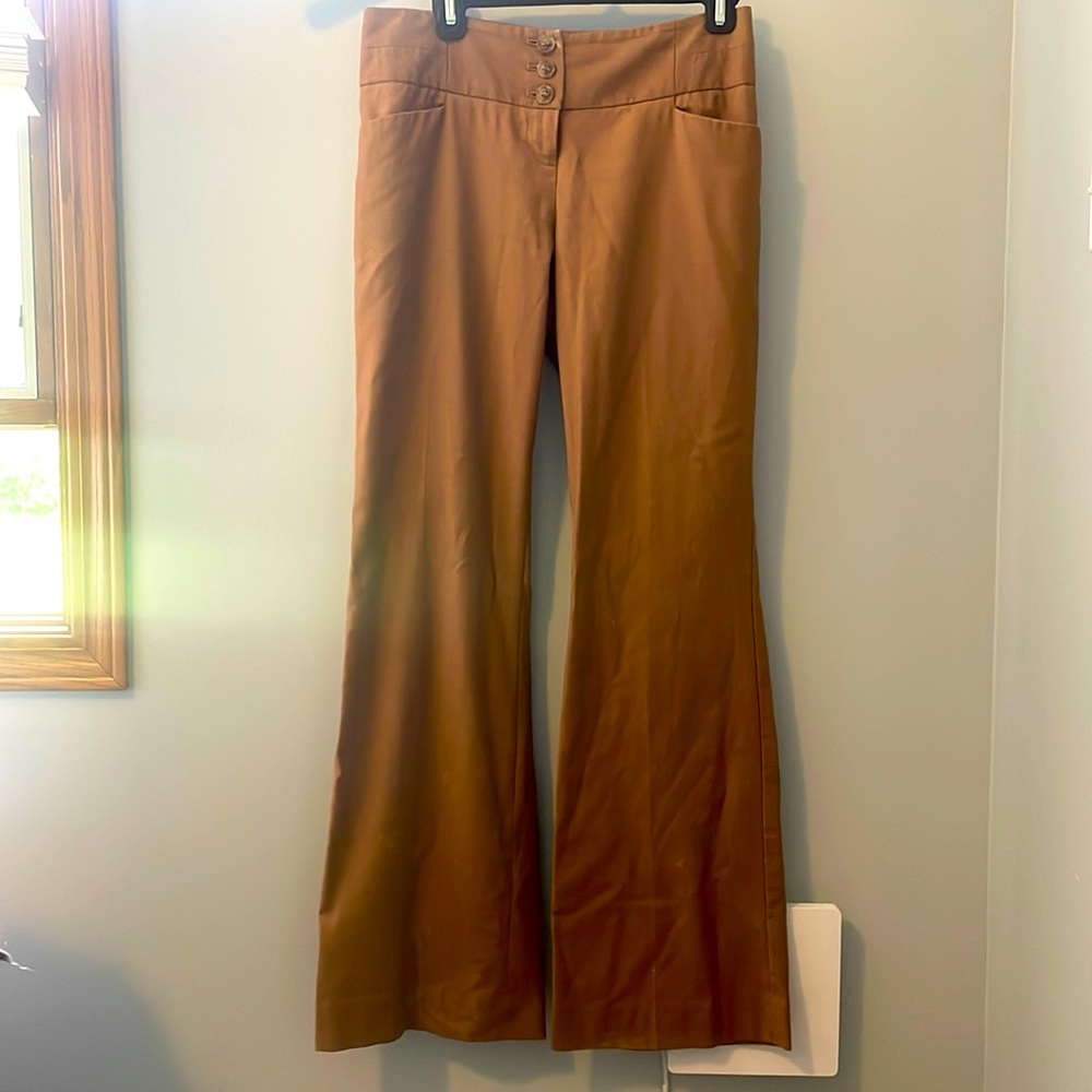 Brown, bell bottom work pants